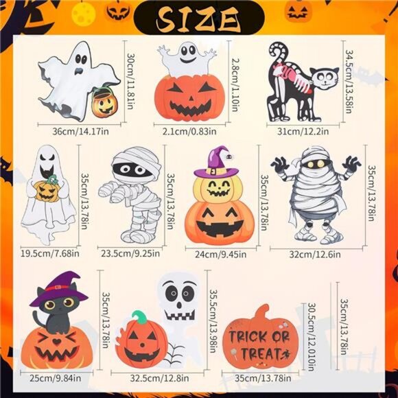 Halloween Yard Signs, 10 Pcs Outdoor Lawn Decorations with Stakes - Sturdy - Picture 3 of 7